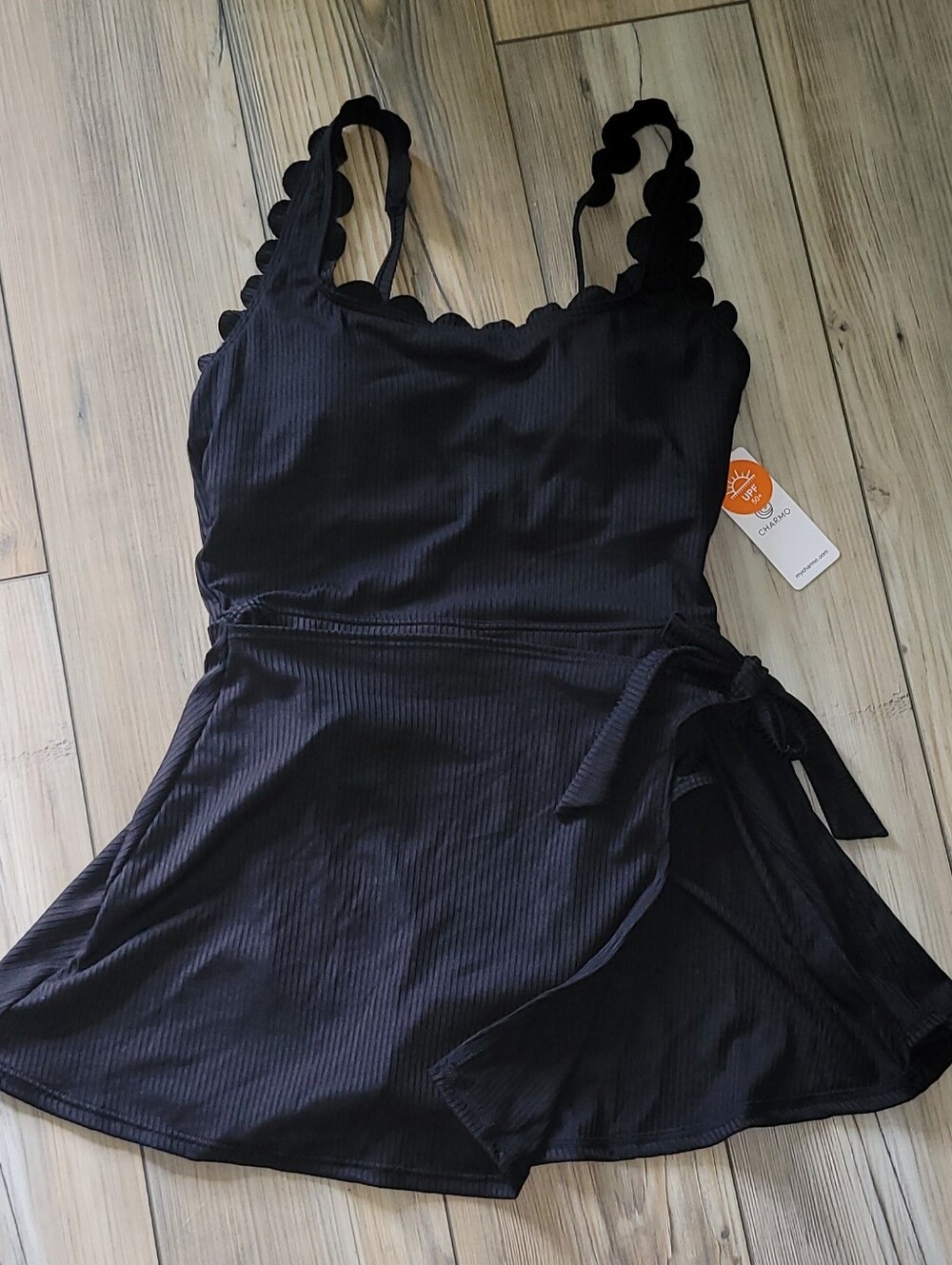 Charmo Black Scalloped Swim Dress